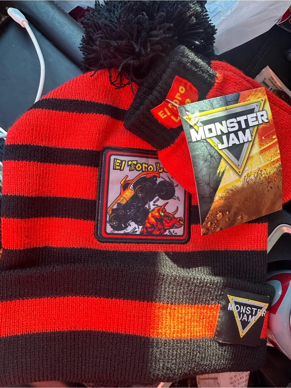 Monster jam hat & gloves